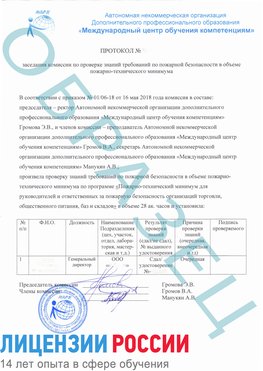 Образец протокола пожарно-техническому минимума Каспийск Обучение пожарно техническому минимуму